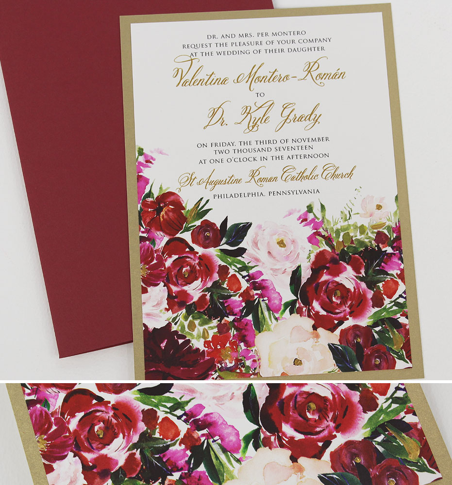 Red Floral Wedding Invitations