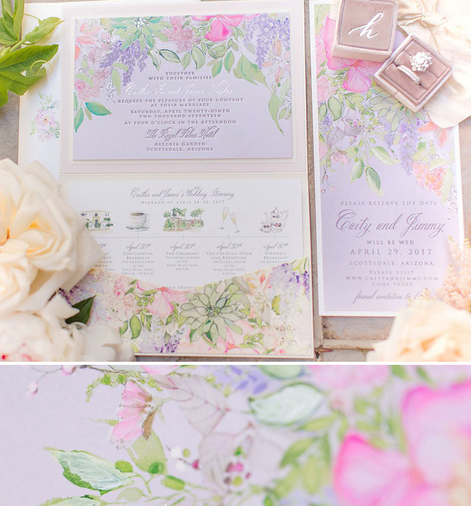 Floral and Succulent Wedding Invitations