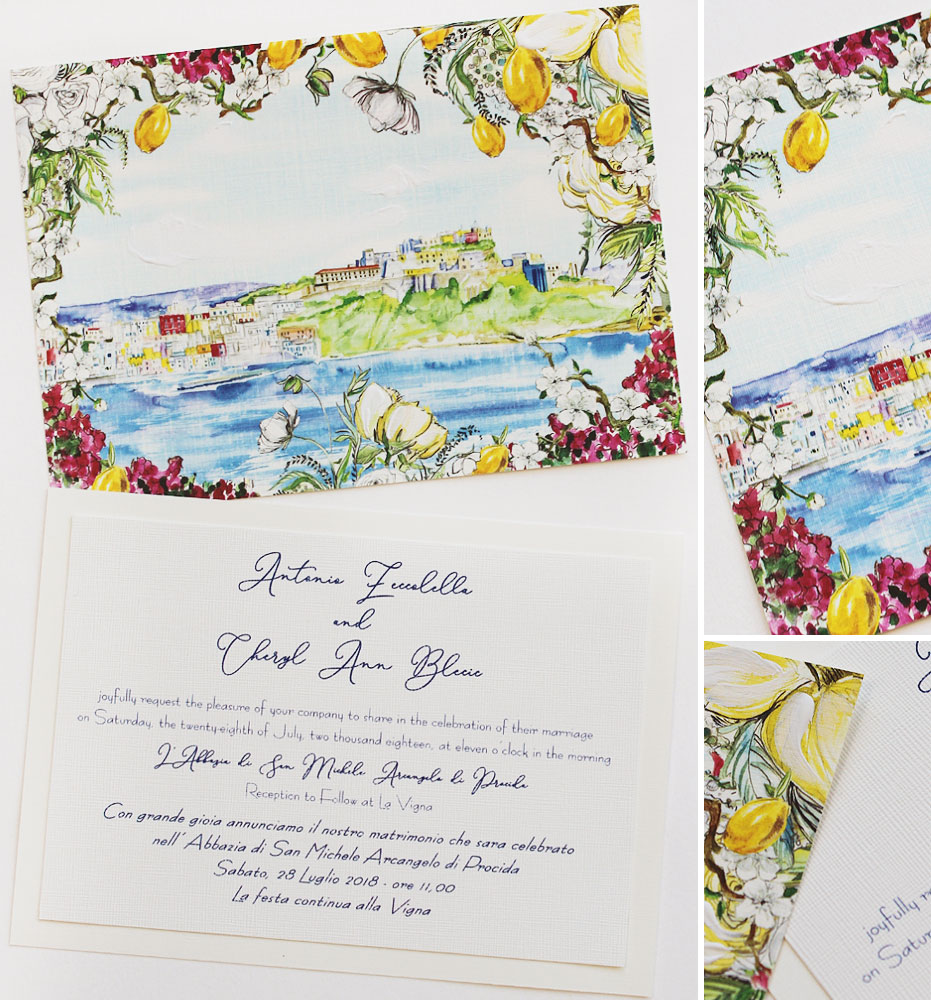 Watercolor Italy Procida Wedding Invitation