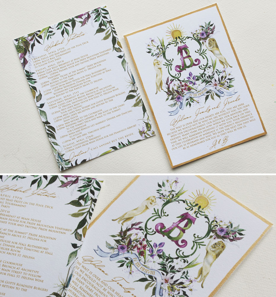 Hand Painted Botanical Pattern Wedding Invitations