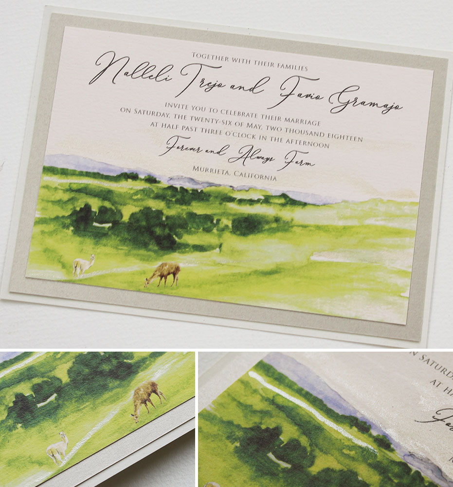 Watercolor California Landscape Wedding Invitations