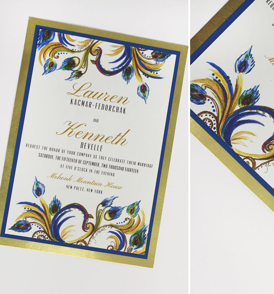 Hand Painted Versailles Swirl Wedding Invites