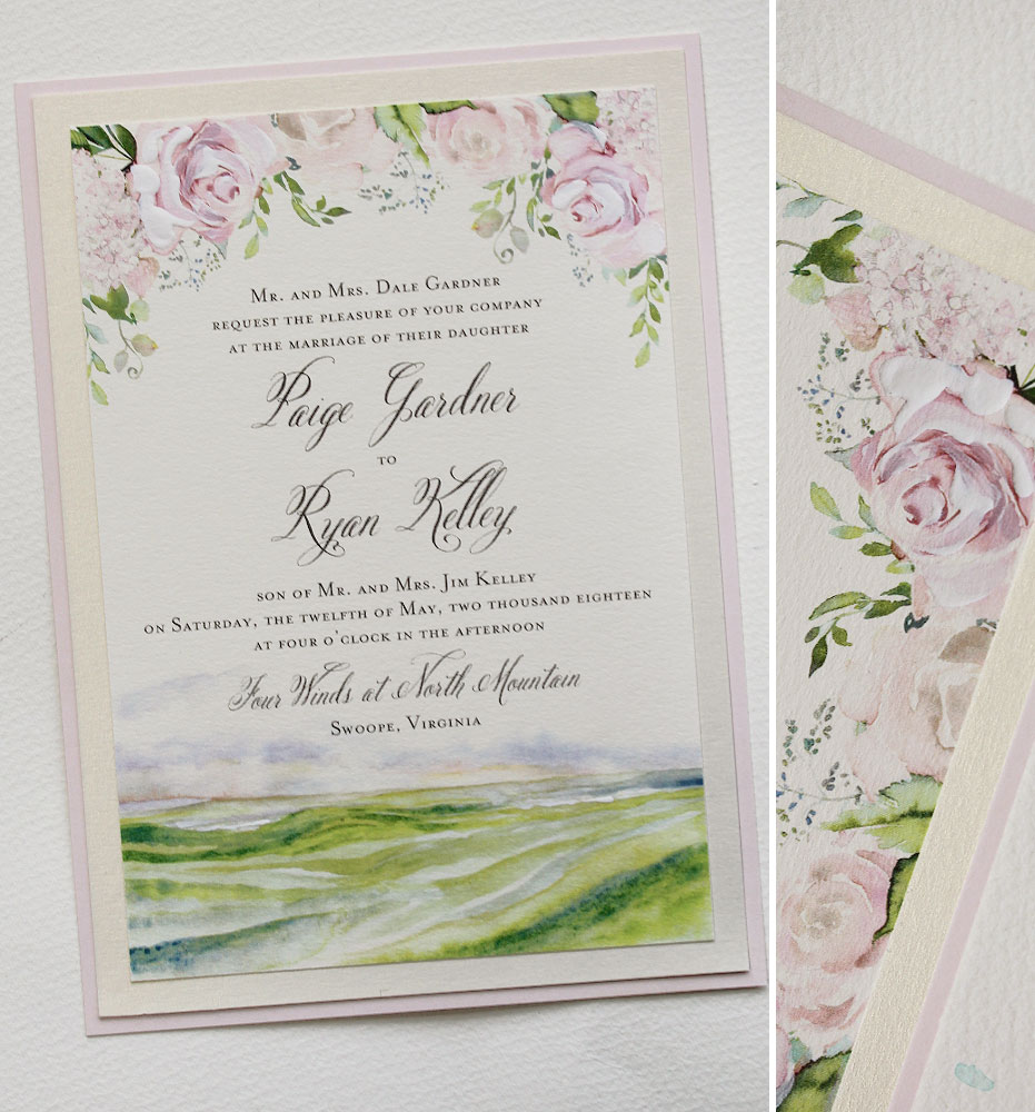 Soft Blush Floral Wedding Invitation