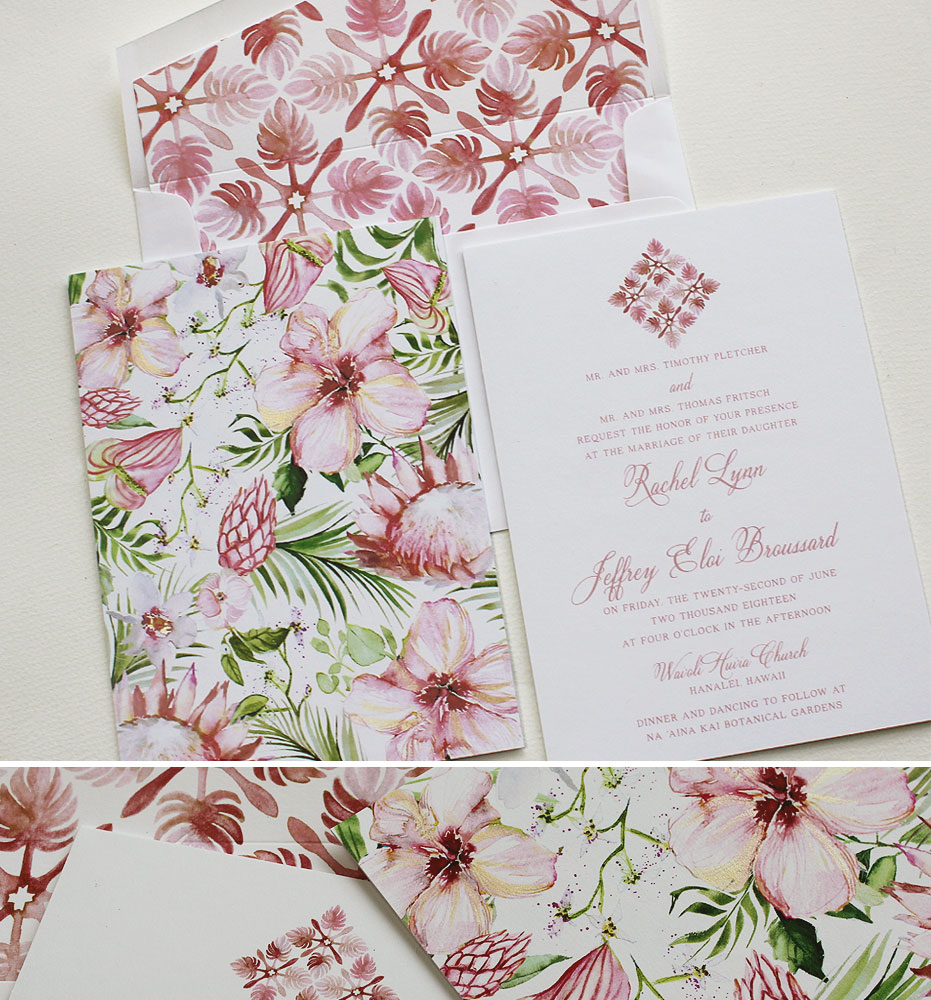 Tropical Floral Hawaii Wedding Invitations