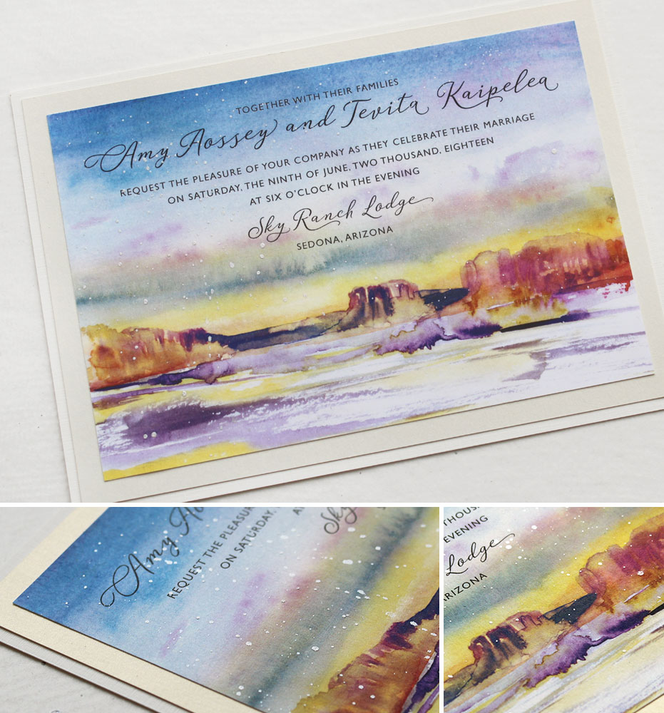 Watercolor Sedona Arizona Wedding Invitations