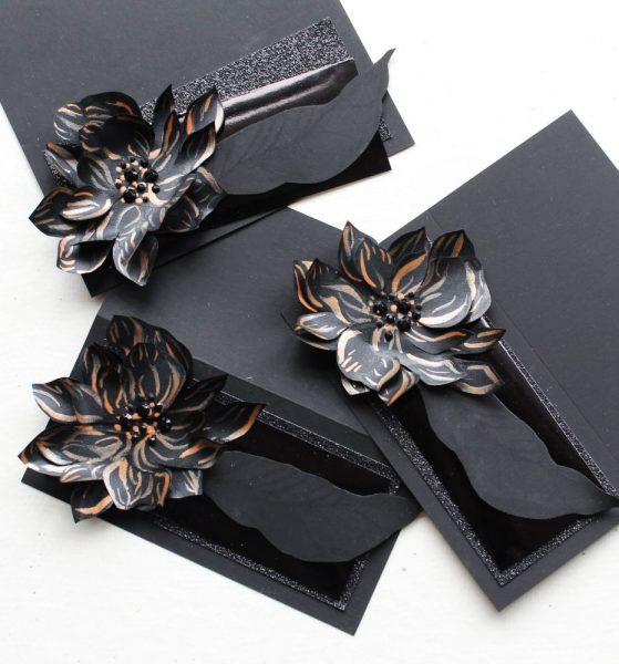 Black and Rose Gold Glam New Year's Eve Wedding Invitations
