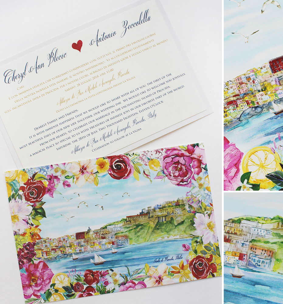 Bright Watercolor Floral Wedding Stationery
