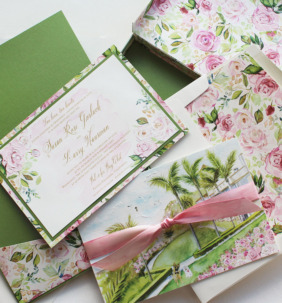 Watercolor Floral Pattern Wedding Invitation