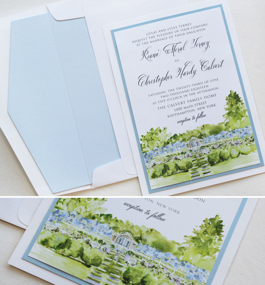 Watercolor Garden Wedding Invitations