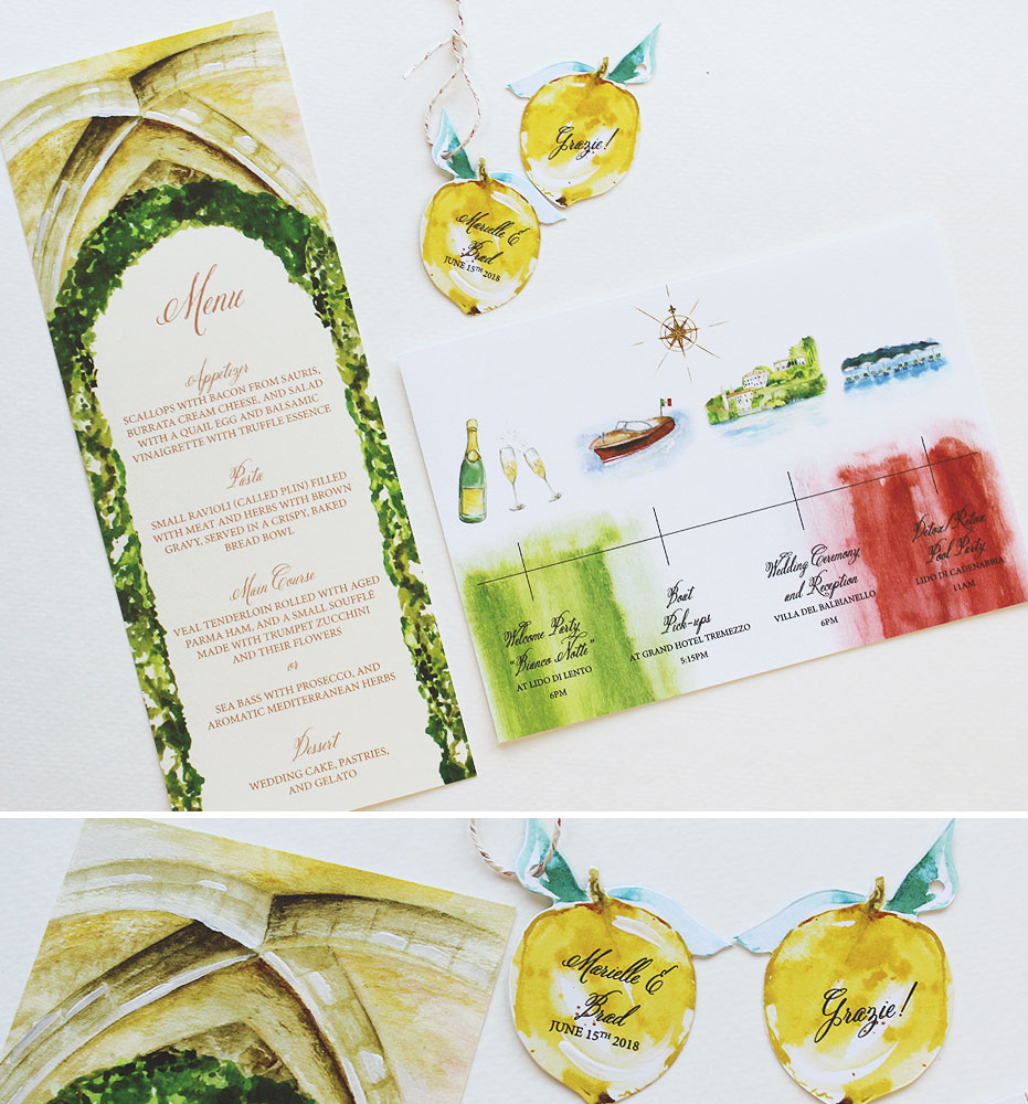 Watercolor Italy Wedding Day Accessories