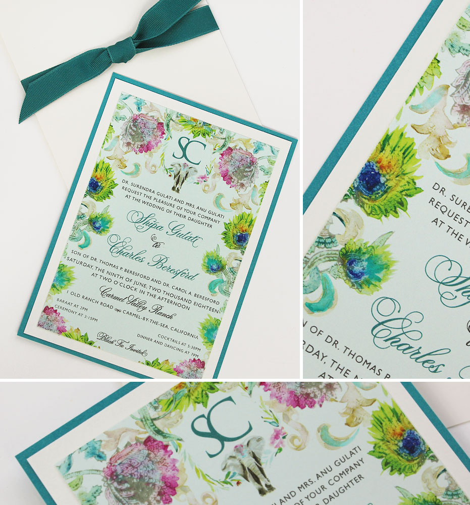 Watercolor Pattern Wedding Invitation