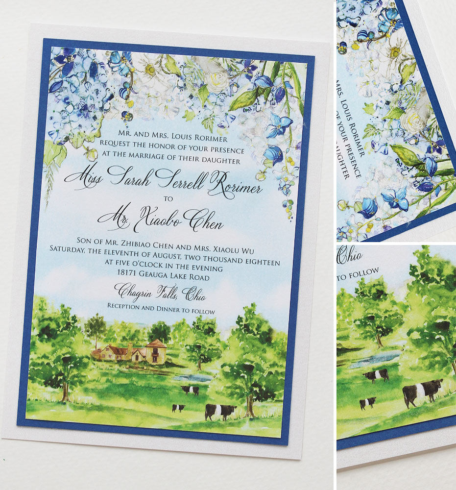Blue Hydrangea Wedding Invitation