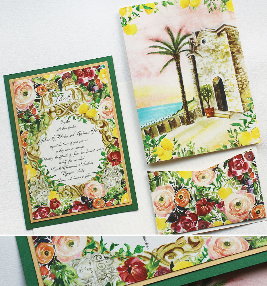 Floral and Fruit Wedding Invitations