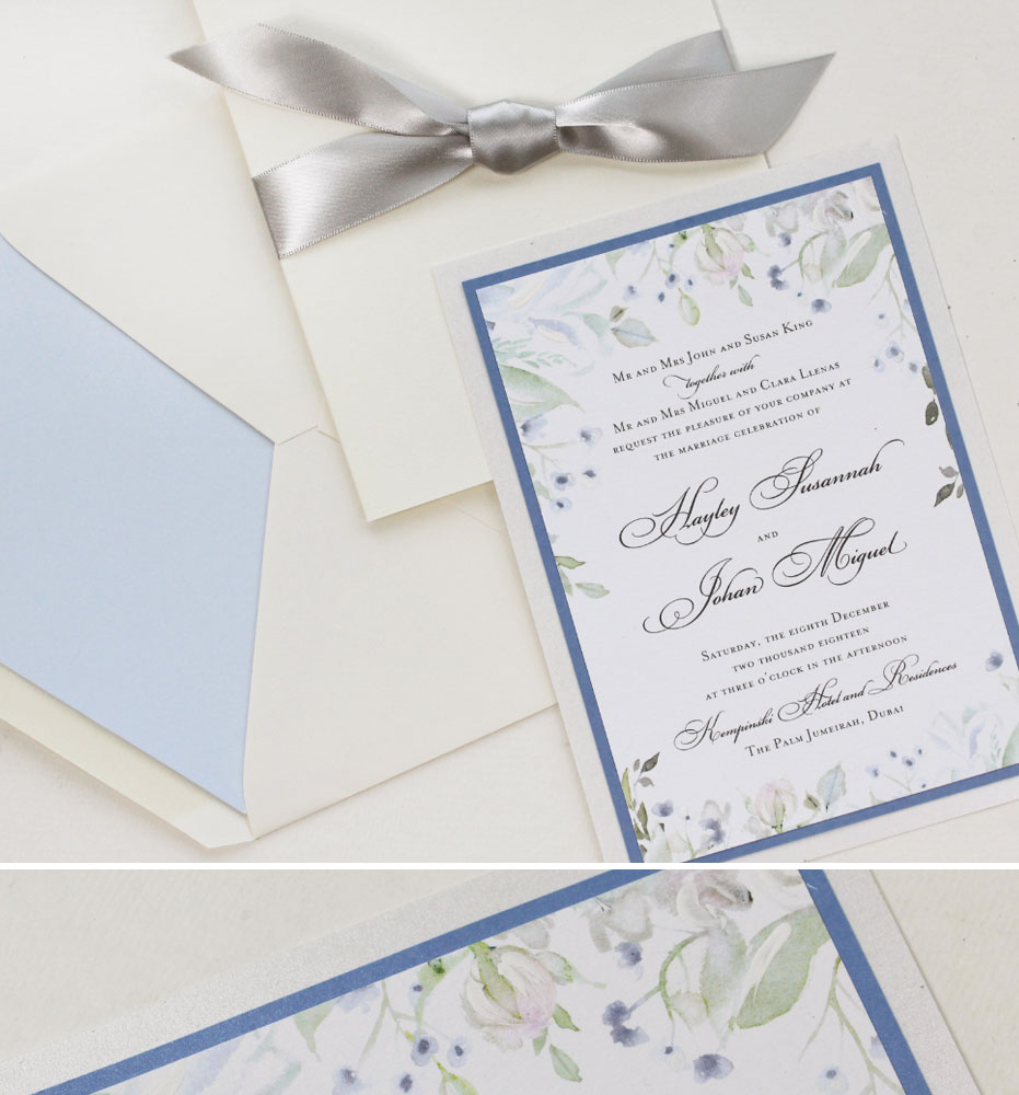 Soft Blue and White Floral Wedding Invitations