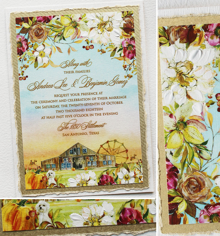 Watercolor Fall Wedding Invitations