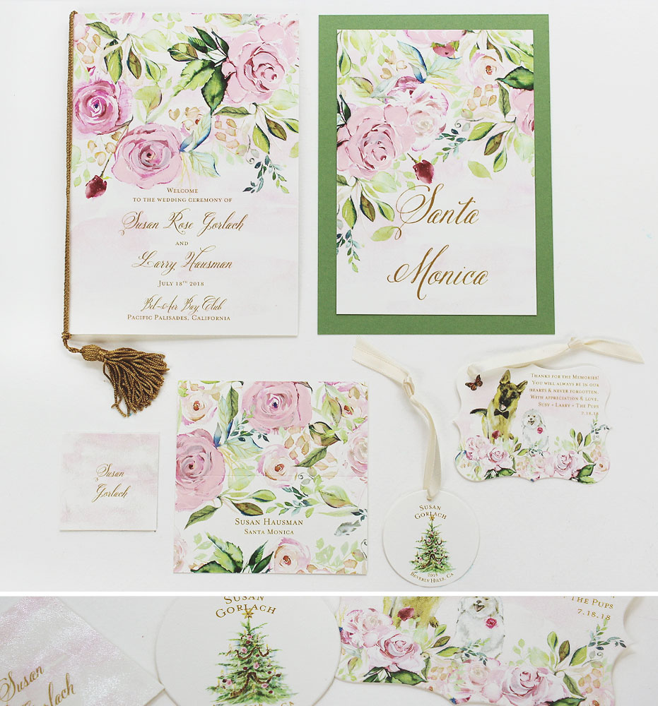 Watercolor Rose Wedding Day Accessories