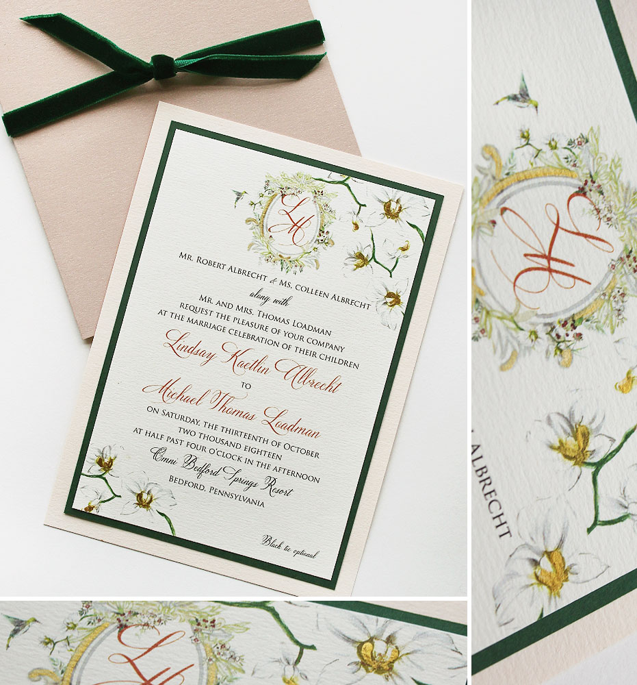 White Orchid Wedding Invitation 