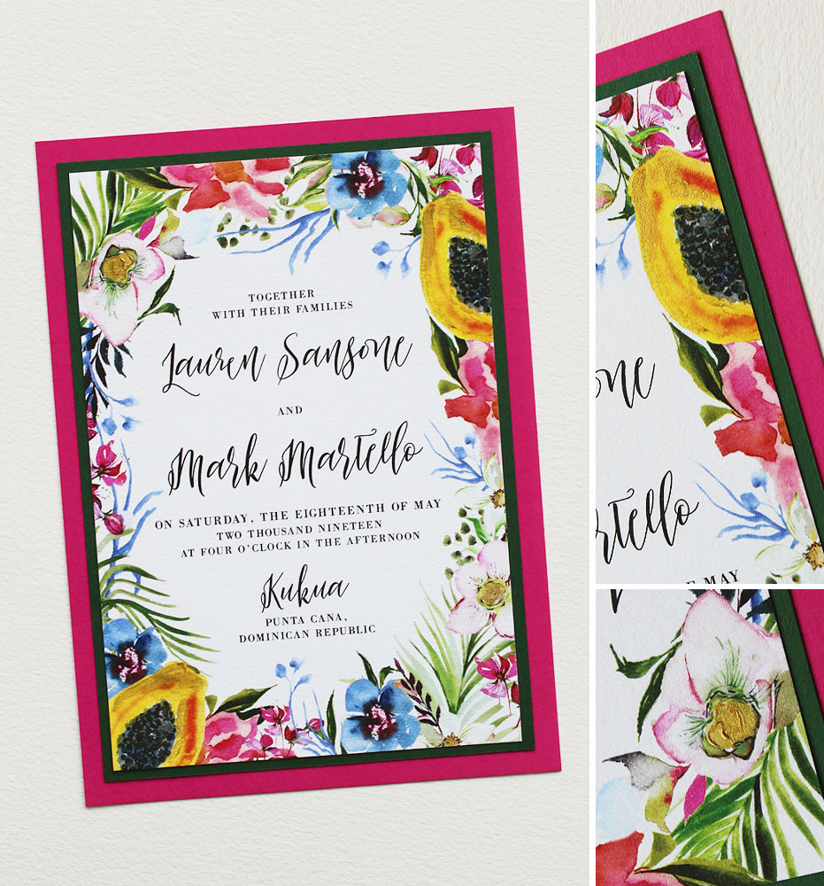 Tropical Floral Wedding Invitation