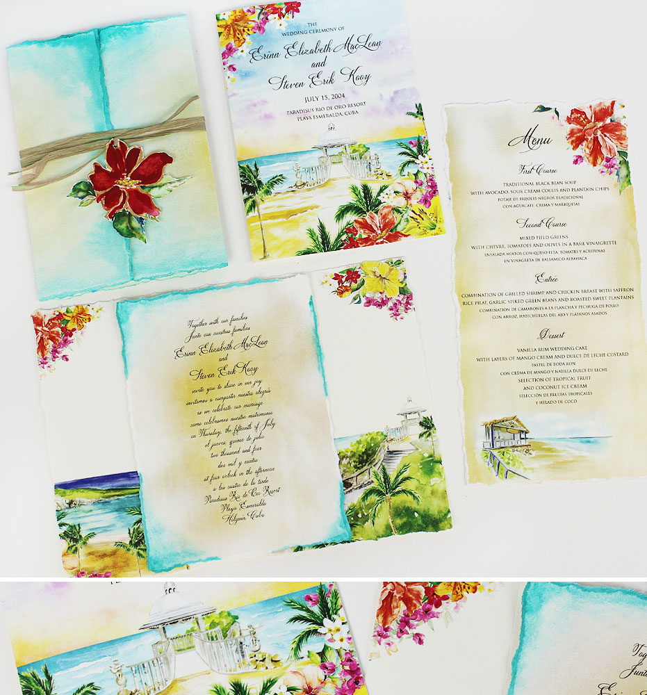 Watercolor Ocean Beach Wedding Invitations