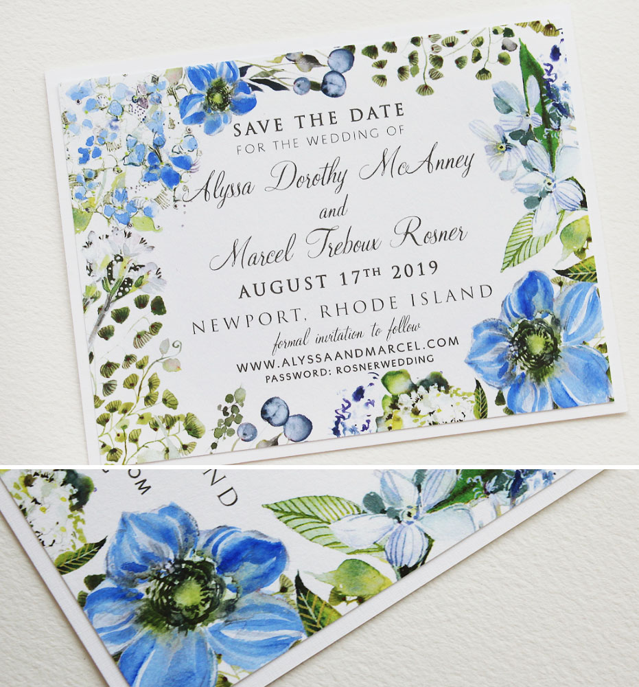 Blue Floral Wedding Stationery