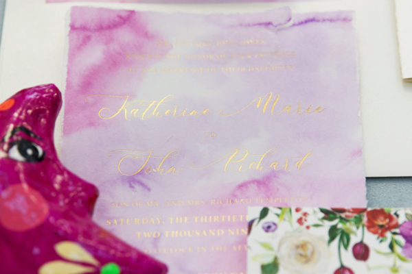 Gold Foil Watercolor Wedding Stationery