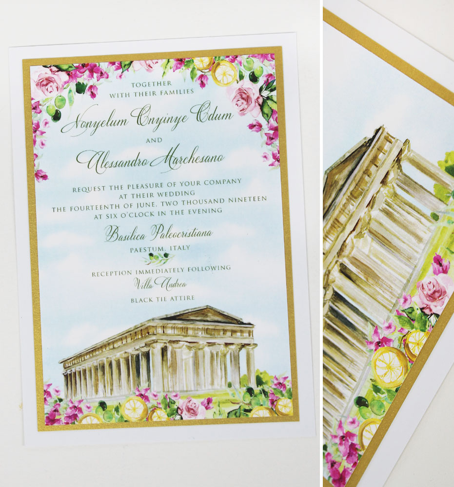 Paestum Italy Wedding Invitations