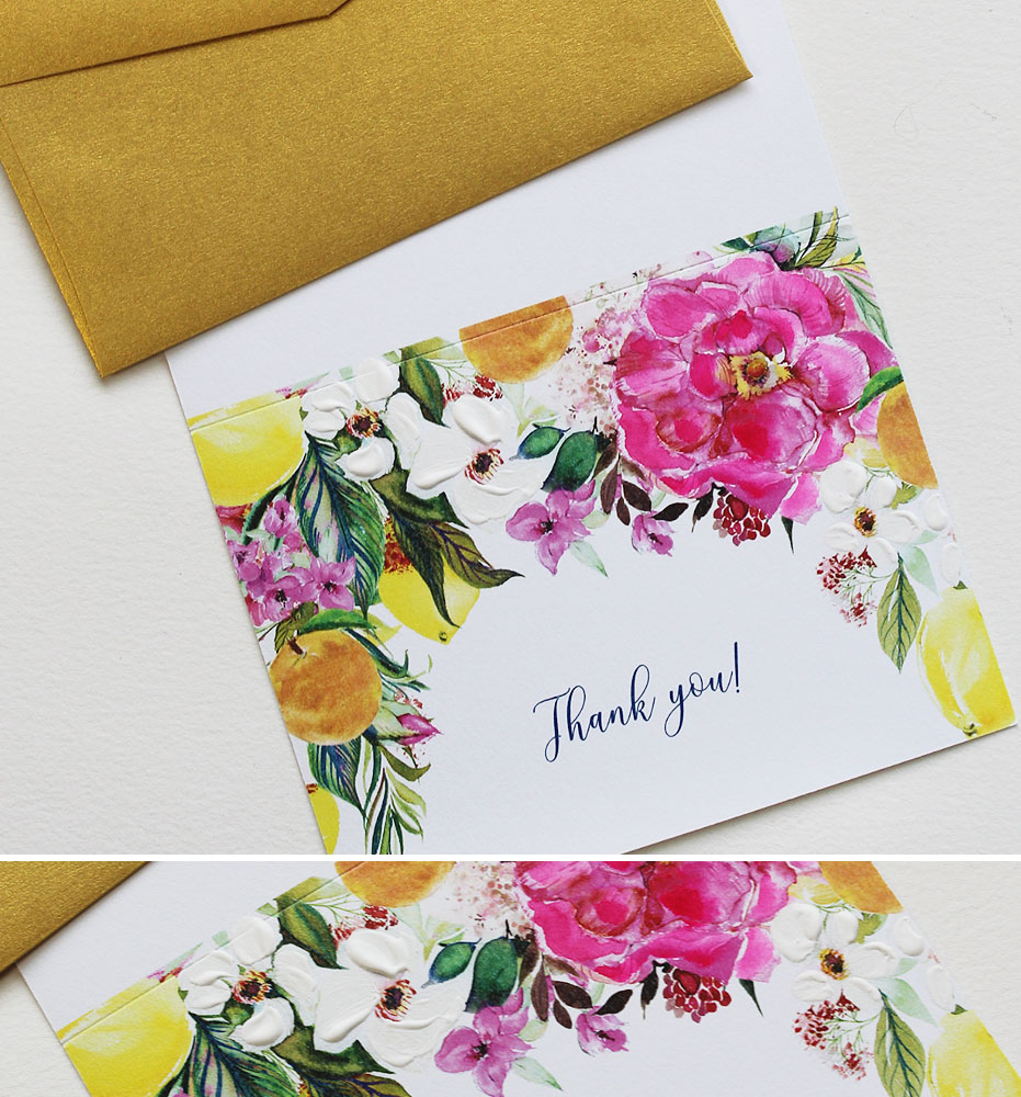 Bright Floral and Lemon Thank You Notes