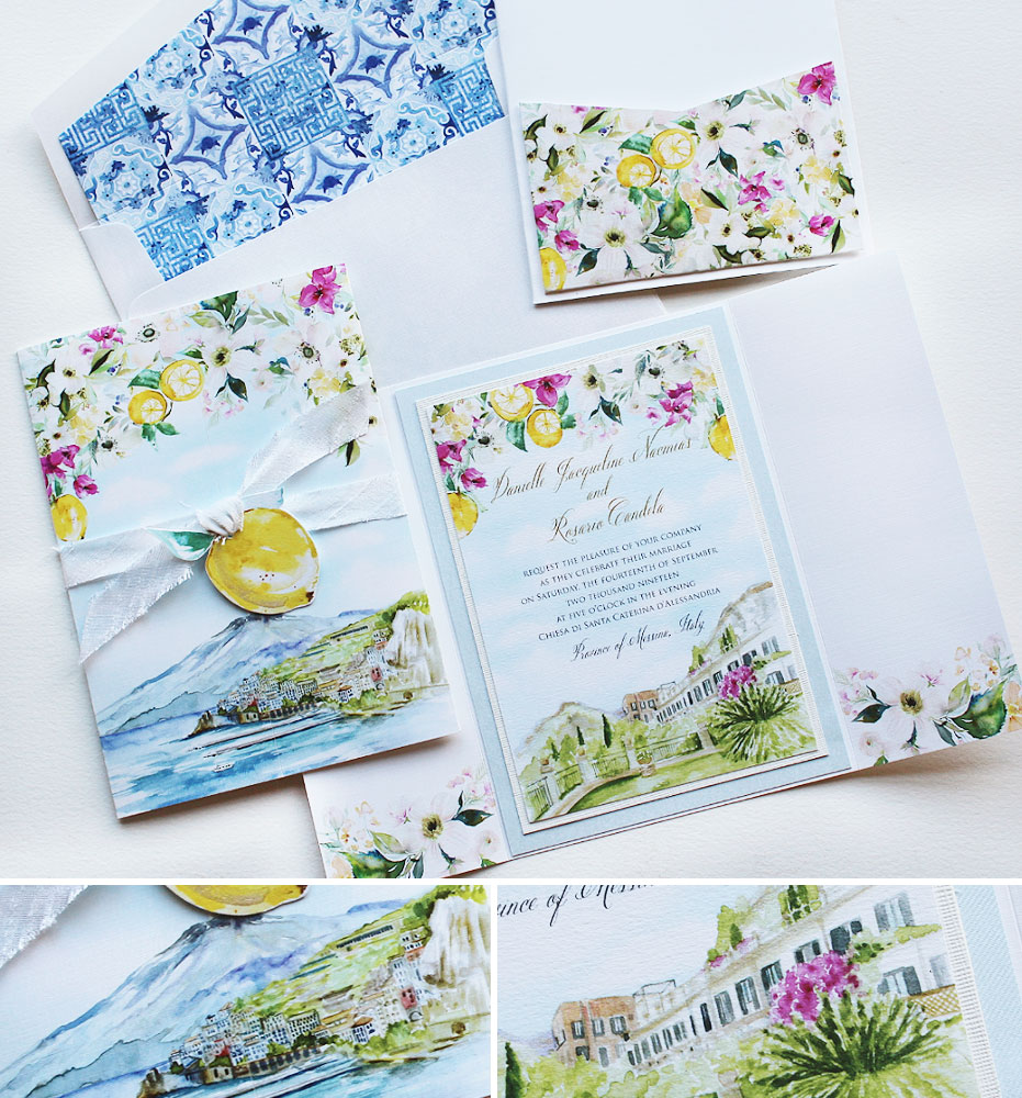 Watercolor Taormina Wedding Invitations