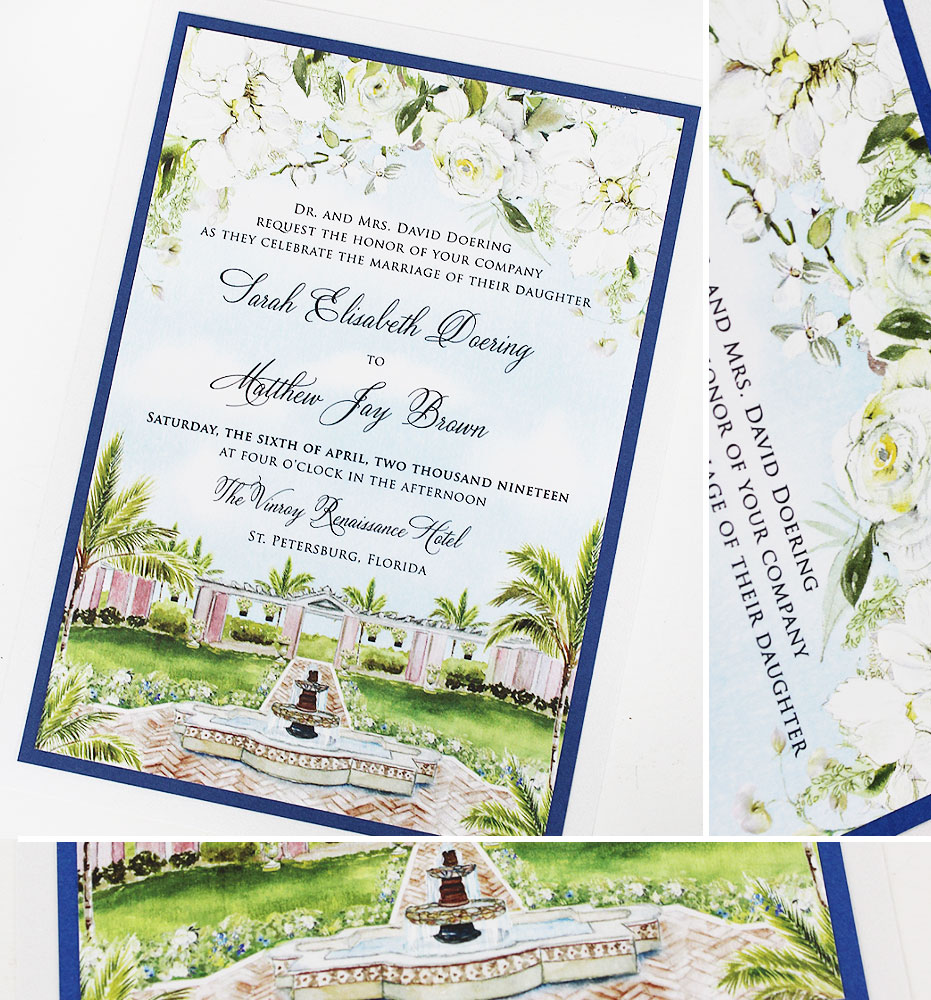 White Floral Wedding Invitations