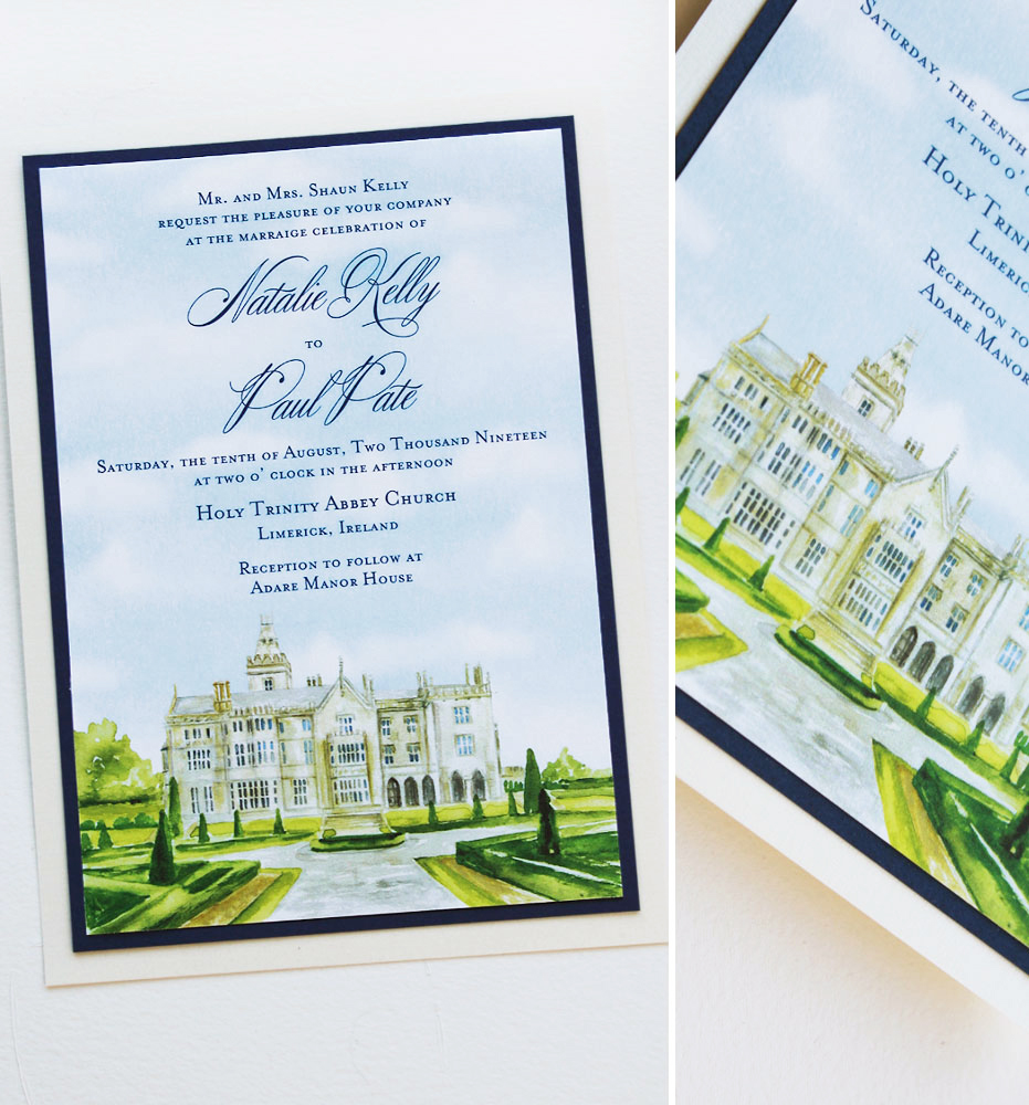 Adare Manor House Ireland Wedding Invitations