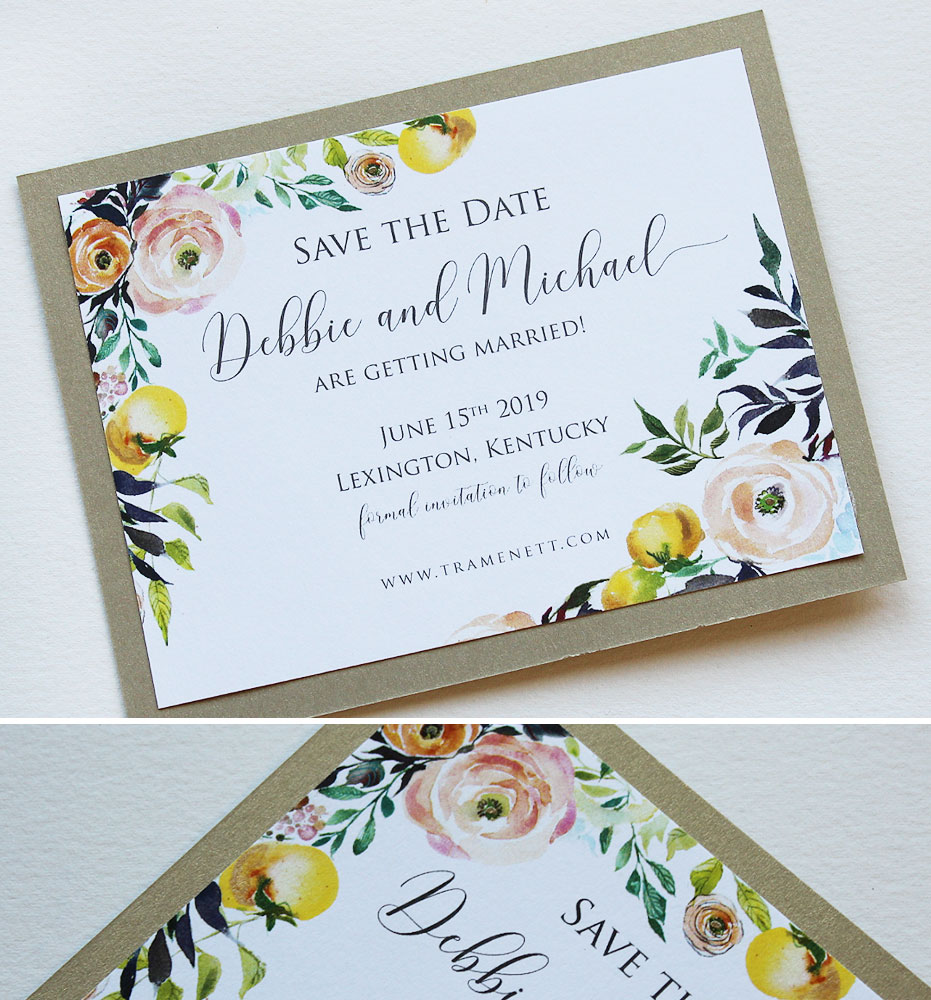 Fruit and Floral Wedding Save the Dates