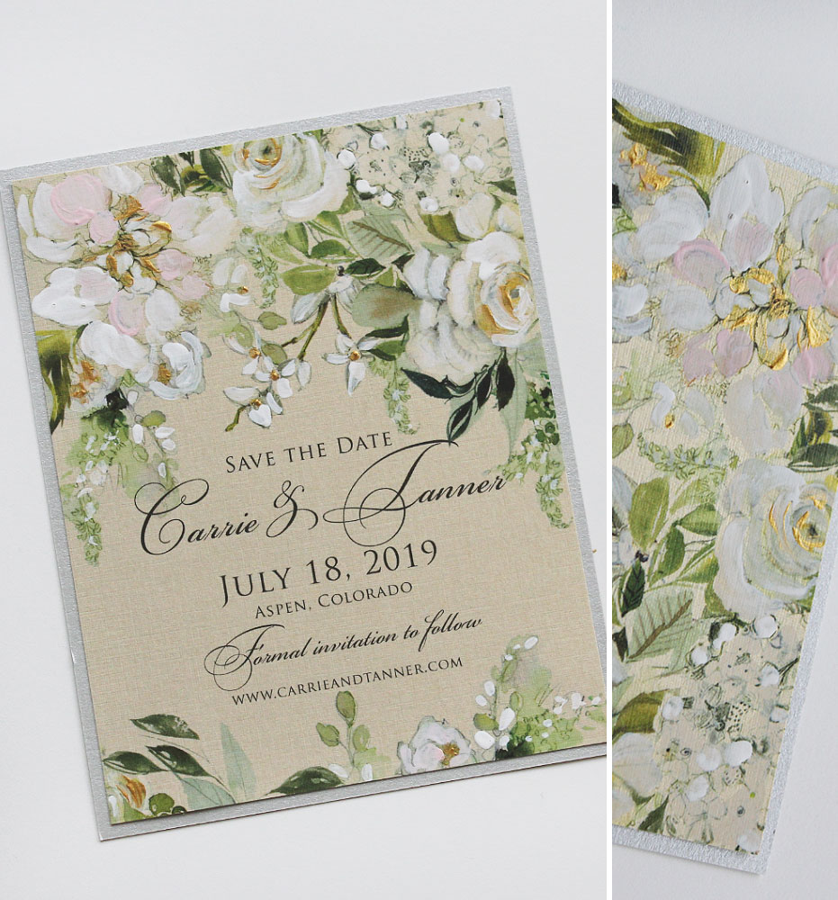 Hand Painted Floral Wedding Save the Dates