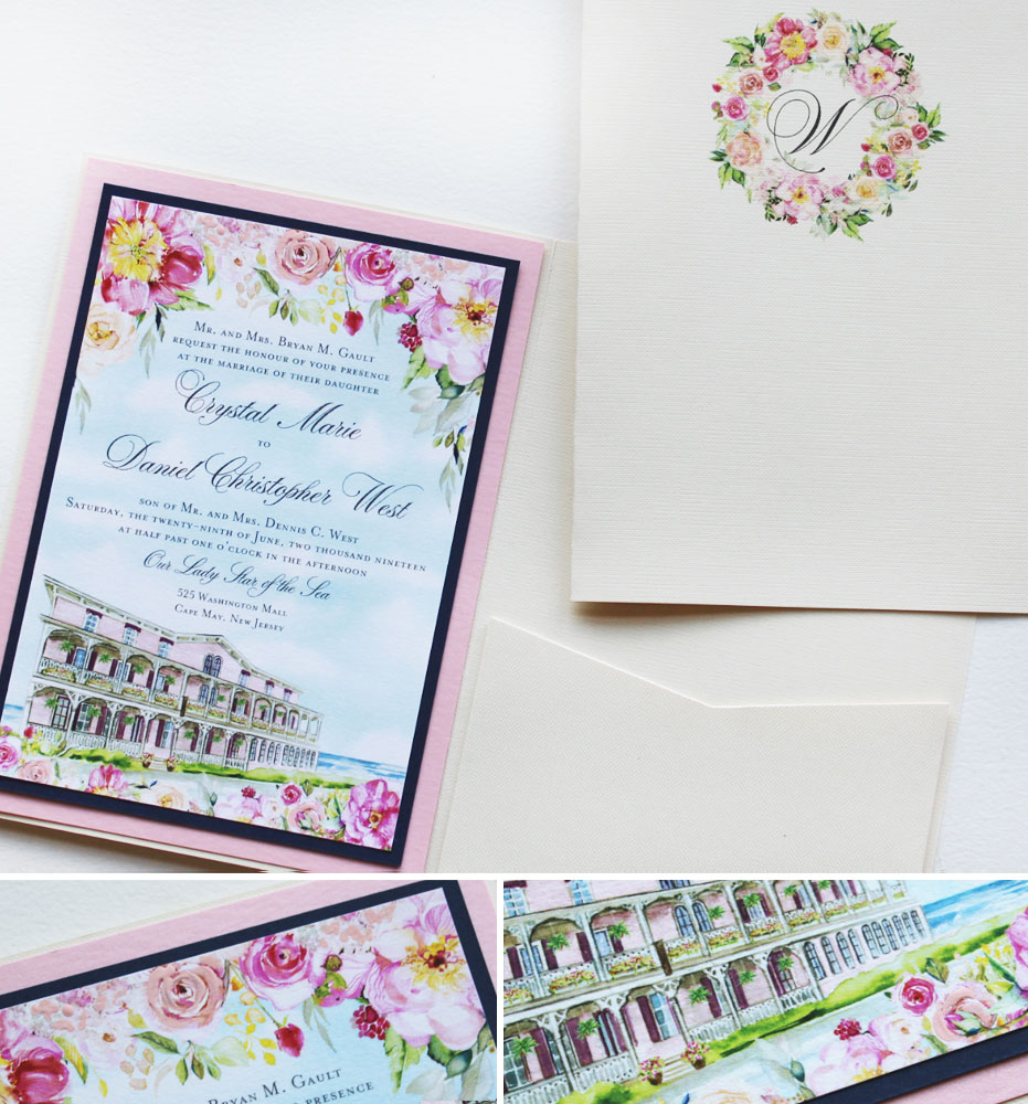 Pink Floral Wedding Invitations