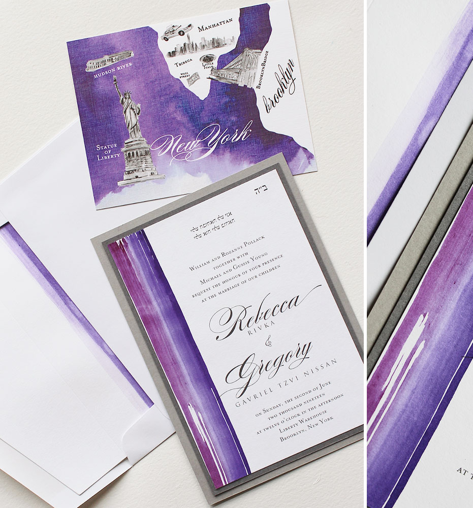 Purple Watercolor Wedding Invitations