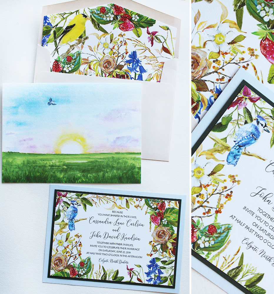 Watercolor Floral Botanical Wedding Invitations