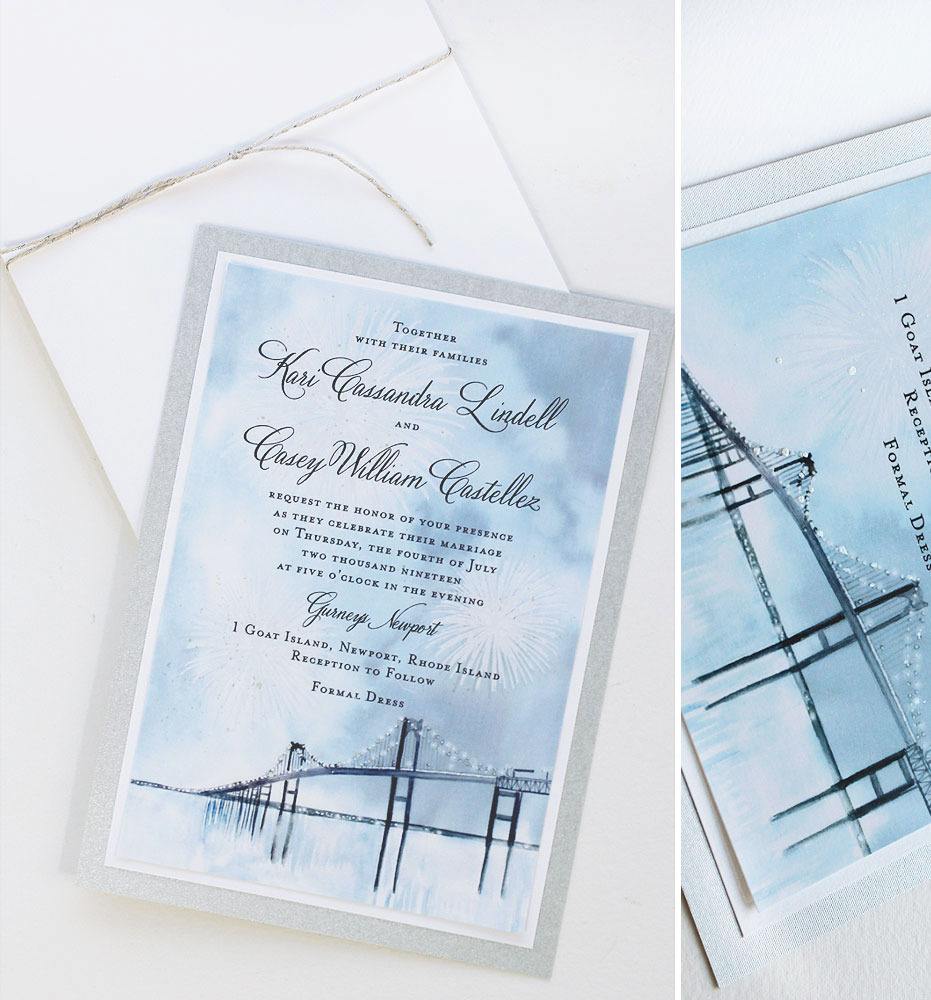 Watercolor Fourth of July Wedding Invitations