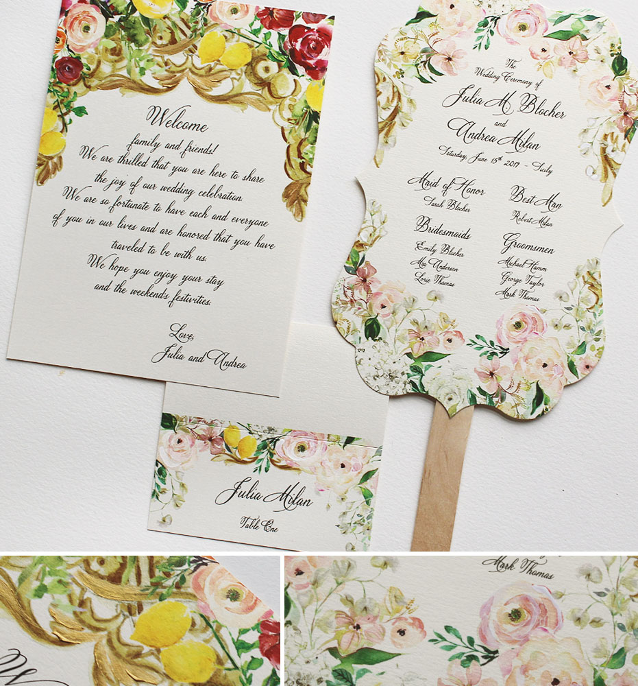 Hand Painted Floral Wedding Stationery