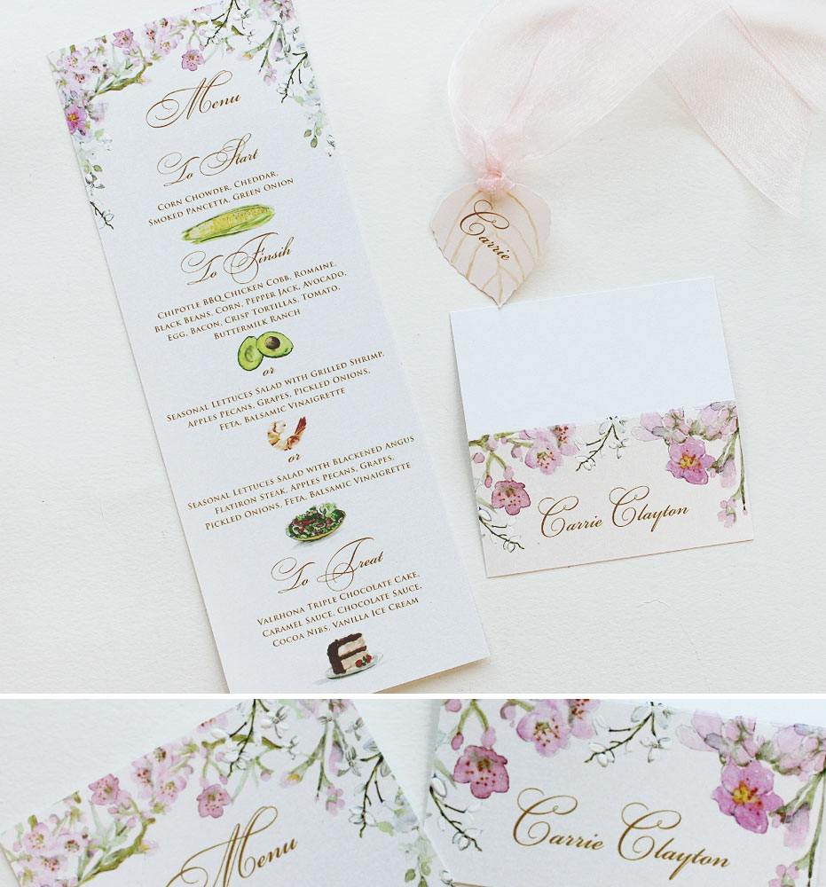 Watercolor Cherry Blossom Wedding Stationery