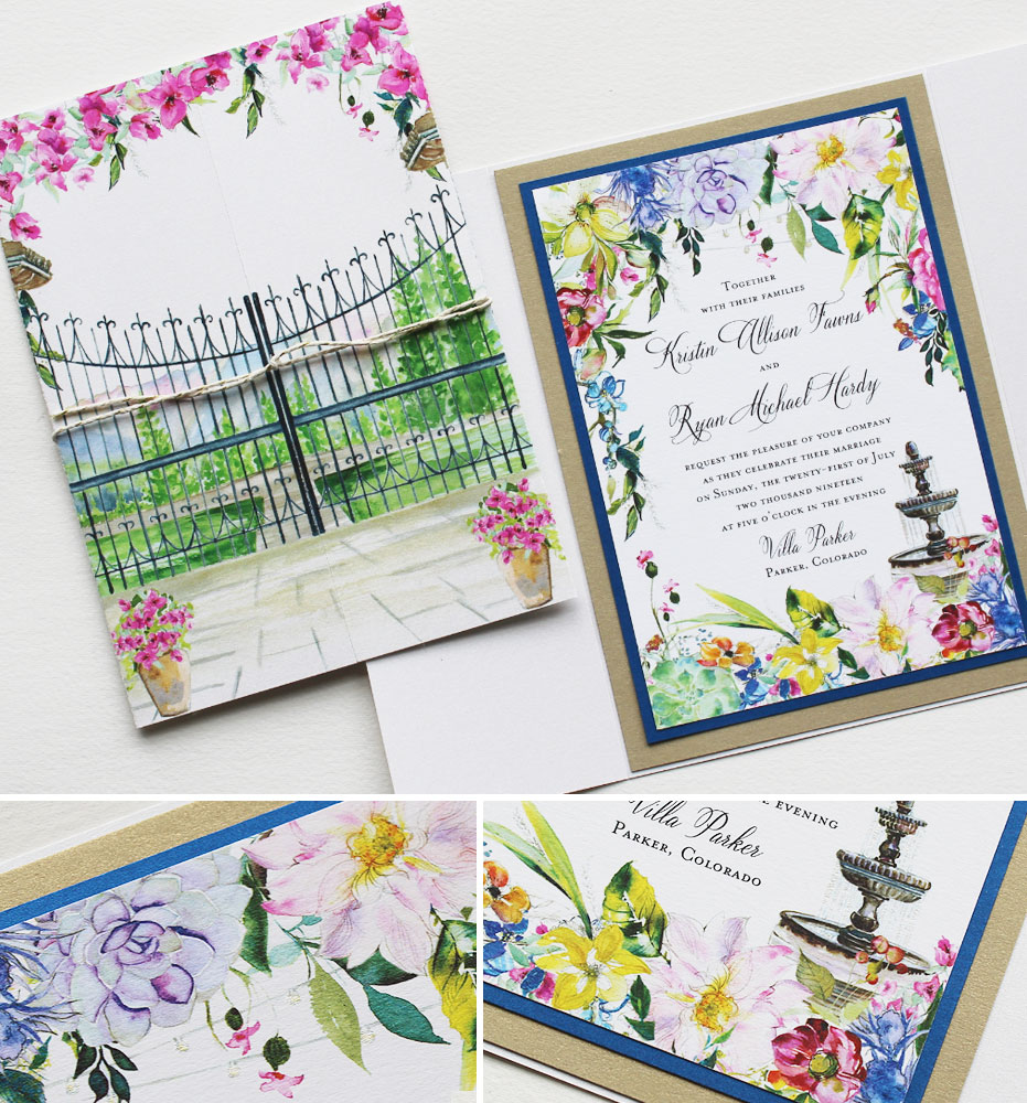 Watercolor Floral Summer Wedding Invitations
