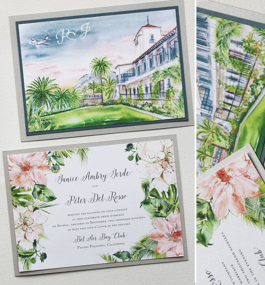 Watercolor Dahlia Wedding Invitations