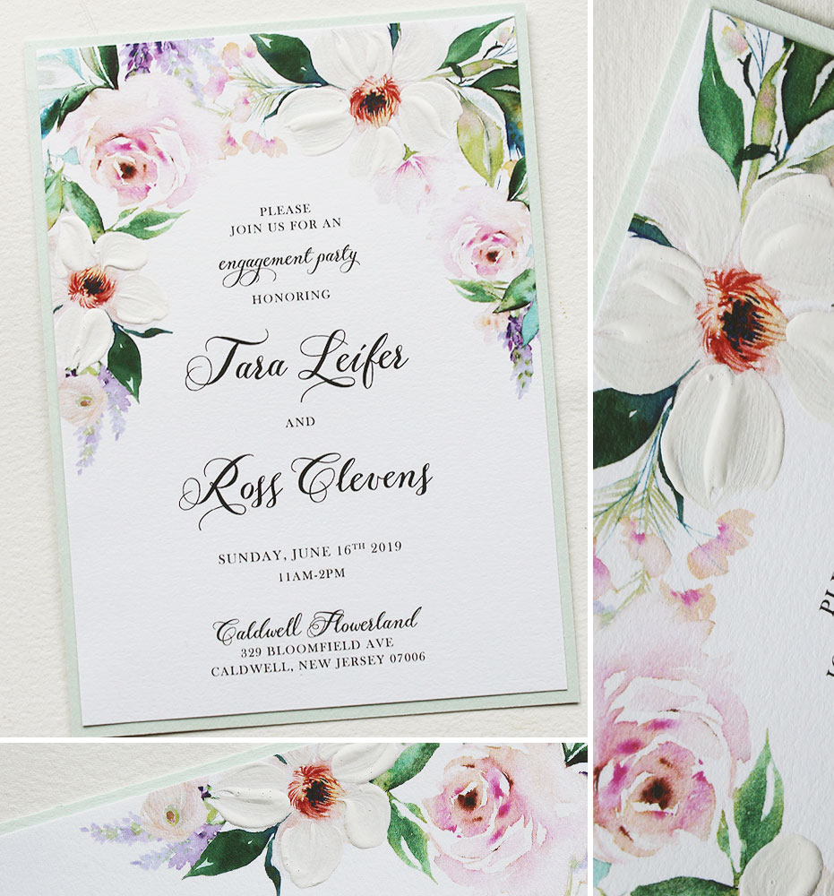 Soft Watercolor Floral Engagement Party Invitations