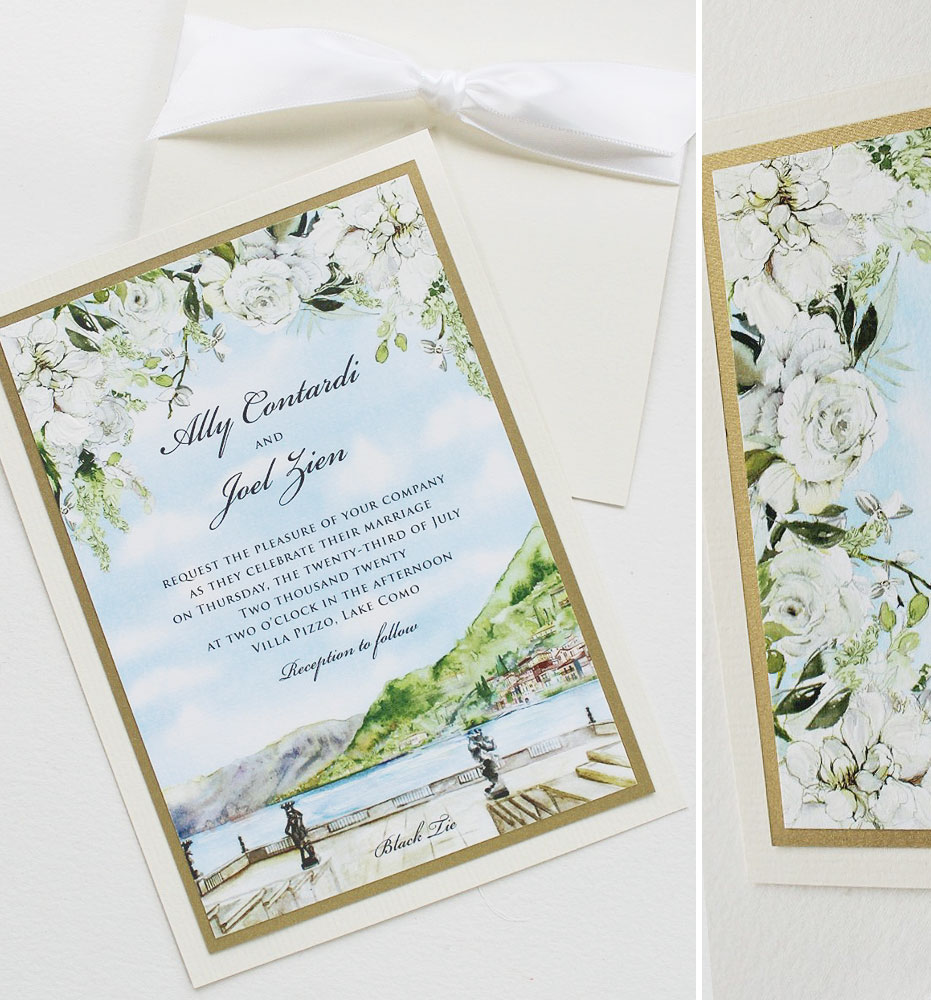 Watercolor Landscape Italy Wedding Invitations