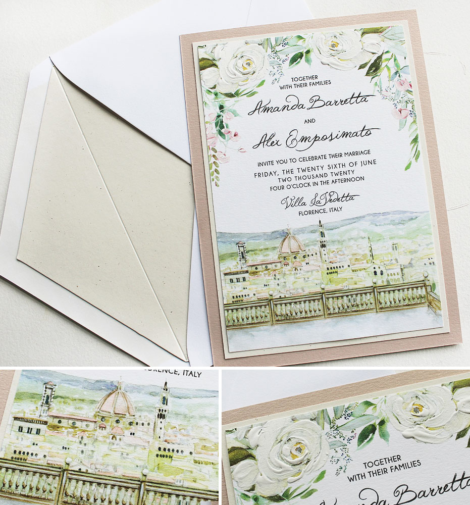 Illustrated Florence Wedding Invitations