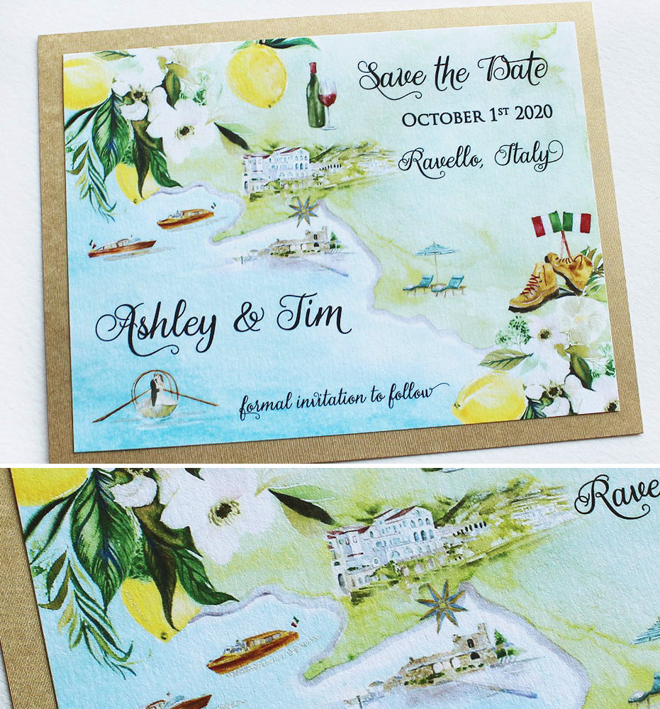 Watercolor Map Save the Date