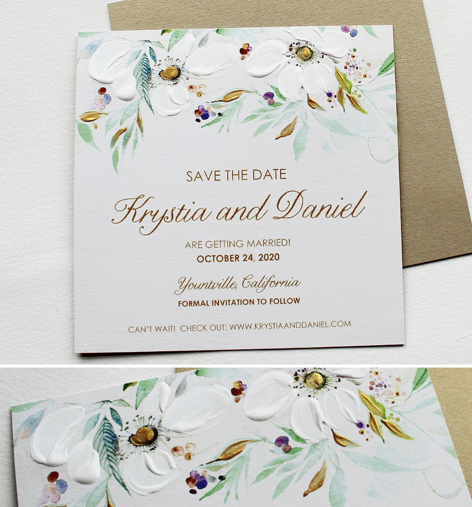 Hand Painted Floral Anemone Wedding Invitations