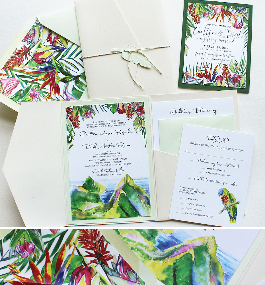 Tropical Watercolor Wedding Stationery
