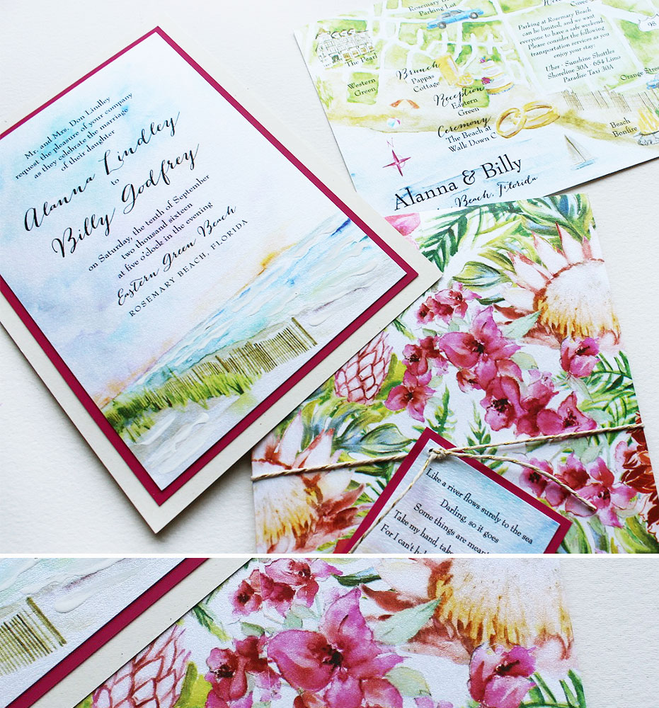 Watercolor Tropical Wedding Invites
