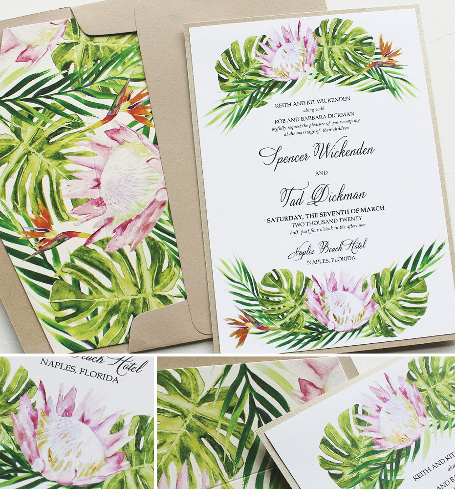 Tropical Protea Wedding Invitations