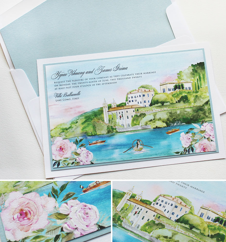 Watercolor Italy Landscape Wedding Invitations