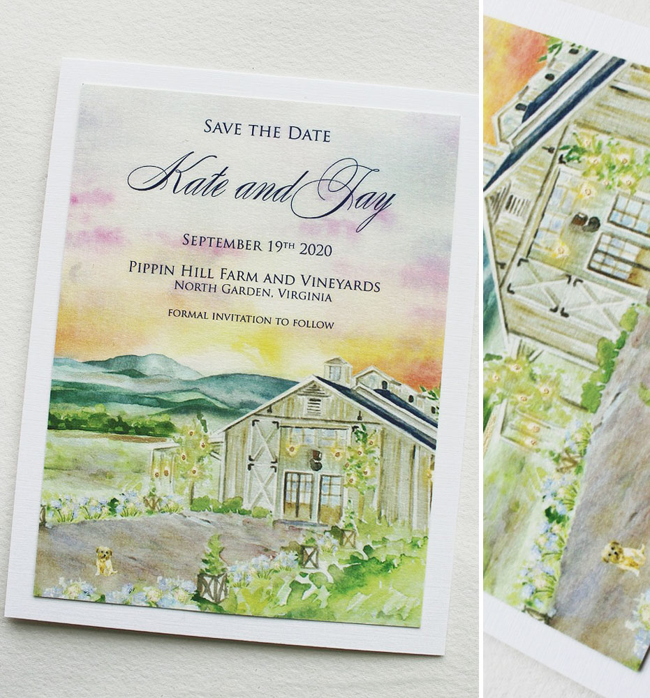 Watercolor Barn Save the Date